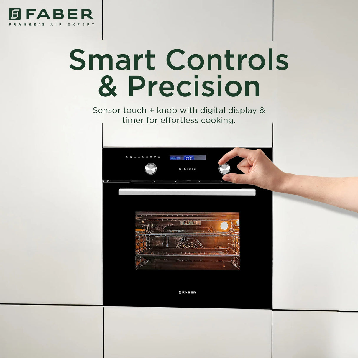FBIO 75L 9F BK Built-In Oven with 9 Cooking Functions & 3D Hot Air Circulation