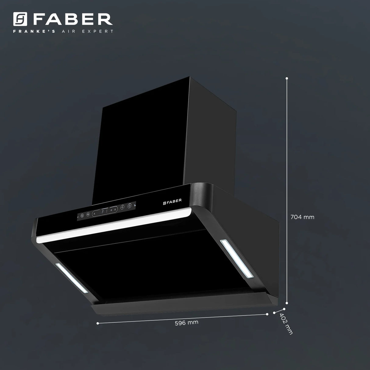 HOOD PINNACLE FL HC BK 90 Wall Mounted Chimney with 1500m³/hr Suction, Heat Auto Clean, Touch & Gesture Control - 330.0717.197