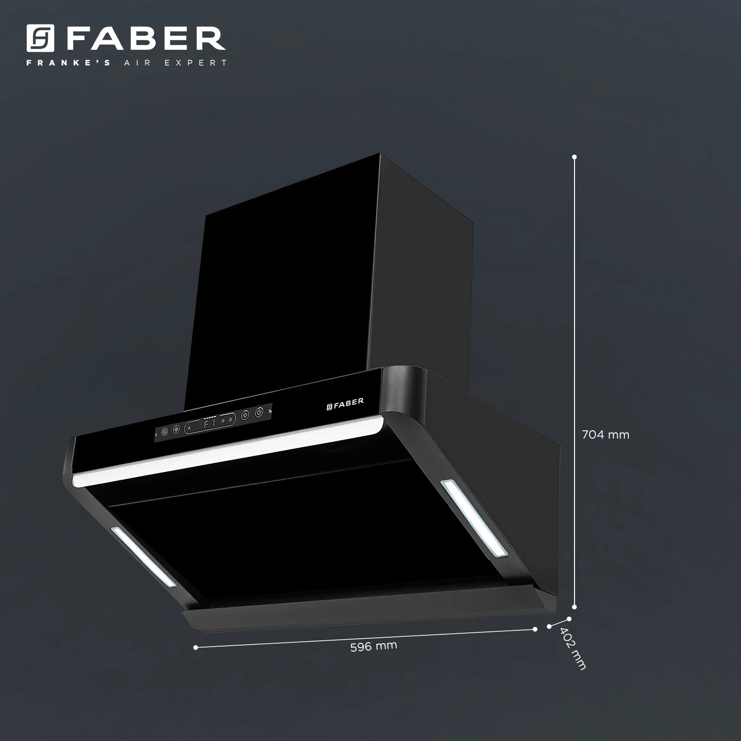 HOOD PINNACLE FL HC BK 90 Wall Mounted Chimney with 1500m³/hr Suction, Heat Auto Clean, Touch & Gesture Control - 330.0717.197