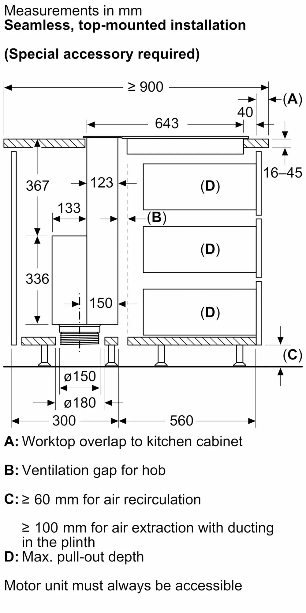 iQ700 90 cm Downdraft Hood Clear Glass Black - LD98WMM66