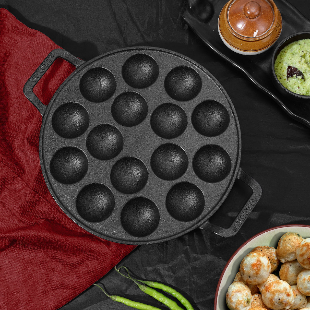 Legacy Cast Iron Paniyarakkal Pan-15 Cups,25cm