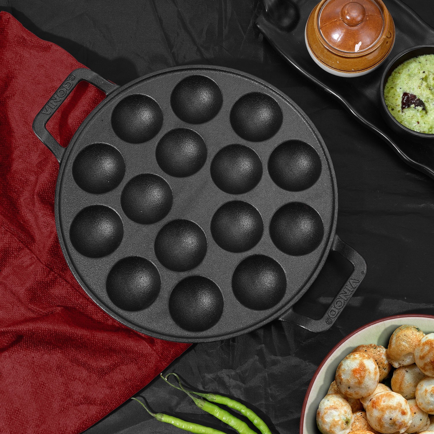 Legacy Cast Iron Paniyarakkal Pan-15 Cups,25cm
