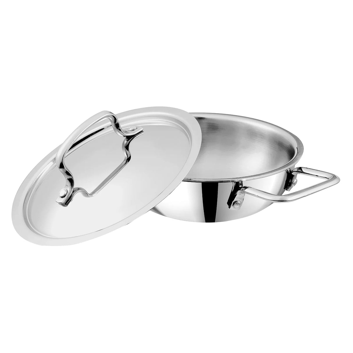 Triply Stainless Steel Extra Deep Kadai With Lid - 5.5L