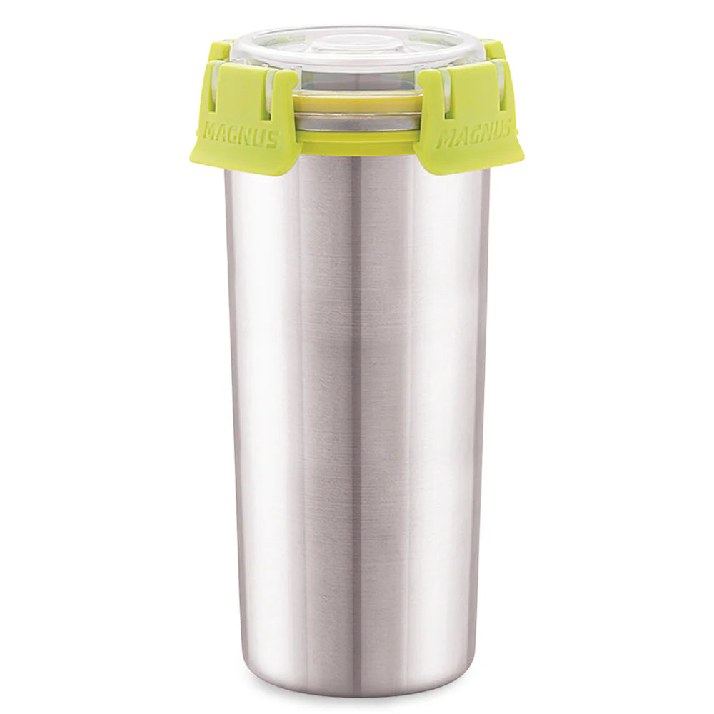 Stainless Steel Matte Klip Lock Tumbler with Lid & Straw – 500ML Leak-Proof Travel Mug for Office, Kids, Juice, Buttermilk | BPA-Free, Airtight, Dishwasher Safe