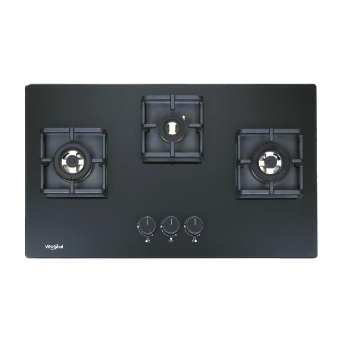 Whirlpool SMART SEAL HYBRID BRASS 753 75 cm 3 Burner Hob Smart Seal Auto Ignition (Battery Operated) Black Toughened Glass