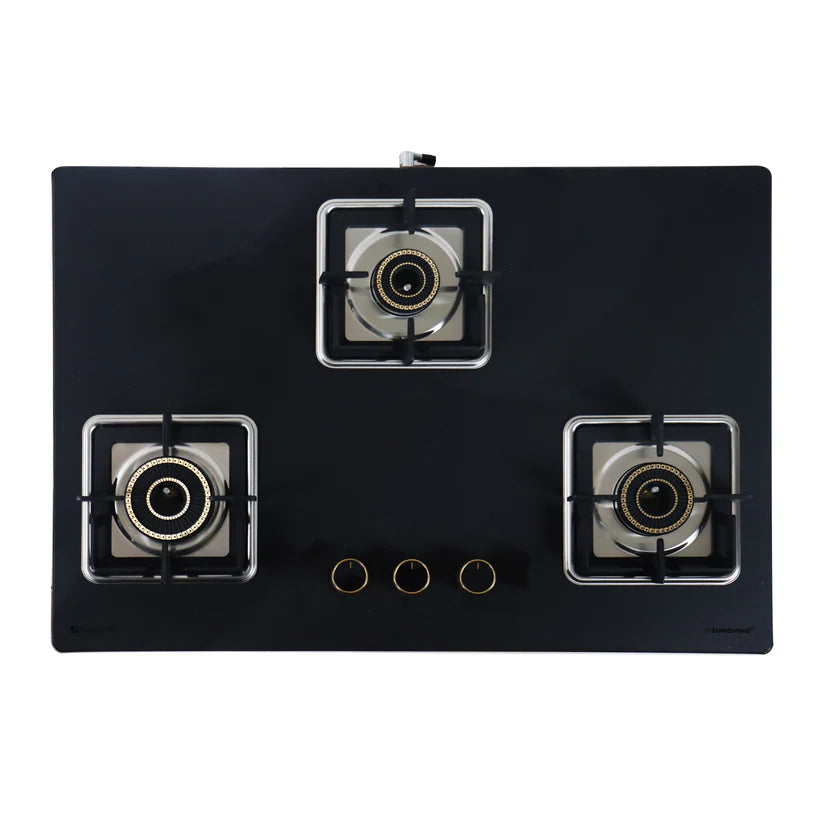 Shine Gold Three Burner Gas Stove/Hob Top Auto Ignition
