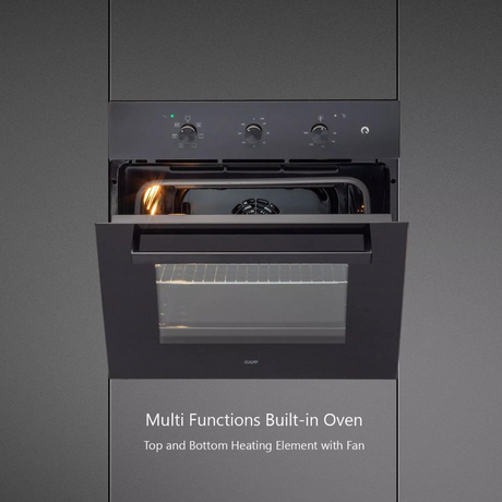 KAFF OV 80 ML 7 | 60cm ELECTRIC OVEN | Extra Large Cavity | Full Black Finish |  Built In Ovens