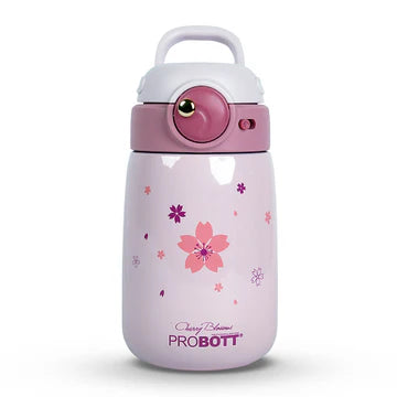 Cool Kid 360ml Hot & Cold Sipper Bottle with Straw & Handle for Kids, Pink | Stainless Steel Vacuum Insulated, Leak-Proof | PB 360-02