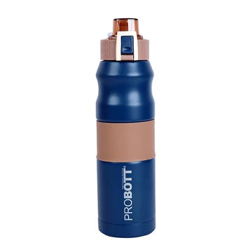 Bloom 680ml Thermos Flask Bottle, Stainless Steel Vacuum Insulated Hot & Cold Water Bottle | Push Button Flip Top Cap | Leak-Proof | White | PB 680-01