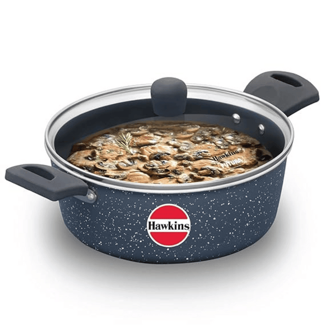 Hawkins Ceramic Nonstick Cook-n-Serve Bowl 3 Litre With Glass lid (ICCB30G)