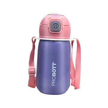 Cutie 320ml Kids Sipper Water Bottle – Stainless Steel Hot & Cold Vacuum Flask with Push Button Locking System, Blue | PB 320-03