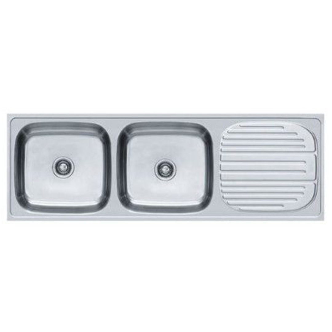 Franke 621X OMNI  (1479x504/59x20)  Stainless Steel 0.8mm European Satin Finish Double Bowl with Drain Board Sink 101.0153.151