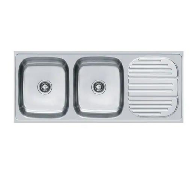 Franke 621 X TRENDY (1179x504/47x20)  Stainless Steel 0.8mm European Satin Finish Double Bowl with Drain Board Sink 101.0153.143