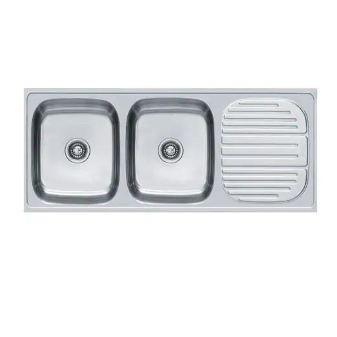 Franke 621 X TRENDY (1179x504/47x20)  Stainless Steel 0.8mm European Satin Finish Double Bowl with Drain Board Sink 101.0153.143