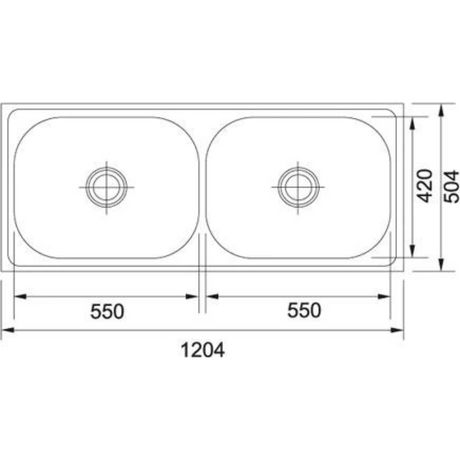 Franke 620 X GRAND (1204x504/48x20)  Stainless Steel 0.8mm European Satin Finish Double Bowl with Drain Board Sink 101.0153.141