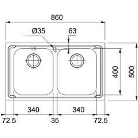 Franke 620 X OMNI (904x504/36x20)  Stainless Steel 0.8mm European Satin Finish Double Bowl with Drain Board Sink 101.0153.130
