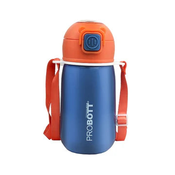 Cutie 320ml Kids Sipper Water Bottle – Stainless Steel Hot & Cold Vacuum Flask with Push Button Locking System, Blue | PB 320-03
