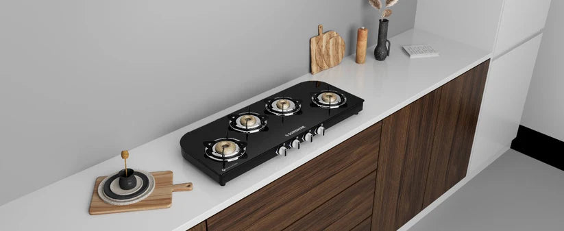 Olympic Gold 4 Burner Gas Stove Manual Ignition Glass Top