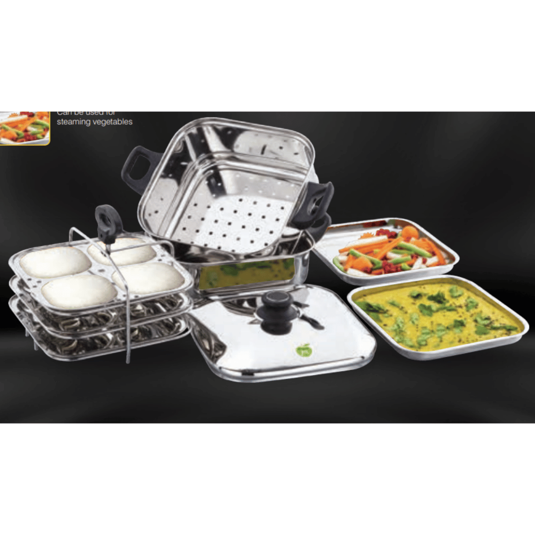 JVL Stainless Steel Big Square Steamer Full Set (STM-F)