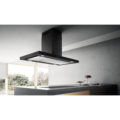 Elica ISMART SPOT H6 EDS ISLAND LTW 90cm NERO  Island Chimney Ductless  Black Finish + Black Glass Panel Motion Sensor Touch Control
