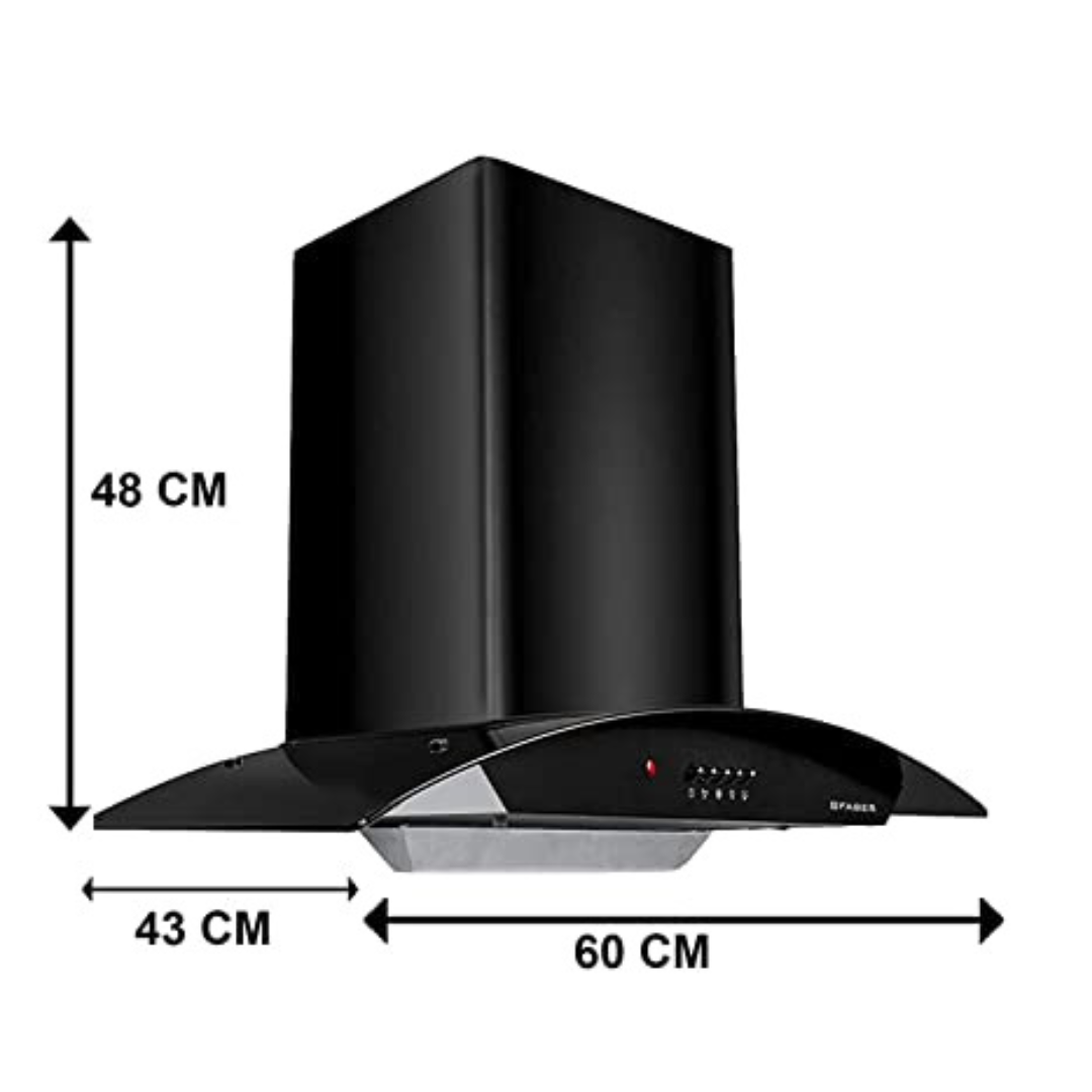Faber Hood Alpha HC PB BK 60 1500 m鲁/hr Auto clean Wall Mounted Chimney Baffle Filter Touch Control & Motion Sensor Black Tempered glass With Stainless Steel
