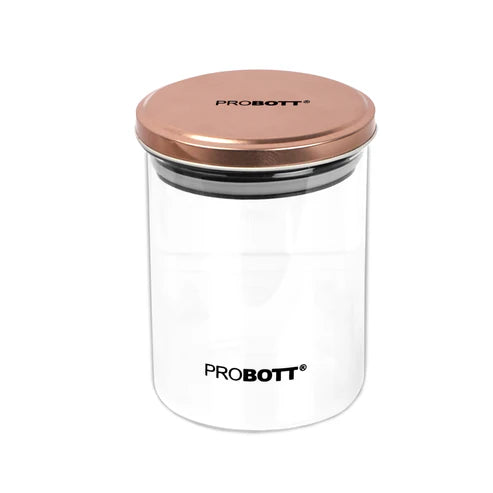 Vetroware 700ml Glass Jar – Round Container with Golden Metal Airtight Cap – Premium, Crystal Clear, Rust-Proof