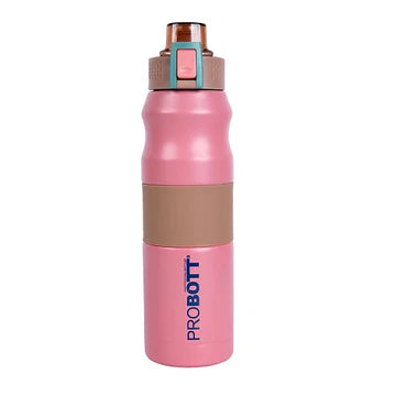 Bloom 680ml Thermos Flask Bottle, Stainless Steel Vacuum Insulated Hot & Cold Water Bottle | Push Button Flip Top Cap | Leak-Proof | White | PB 680-01