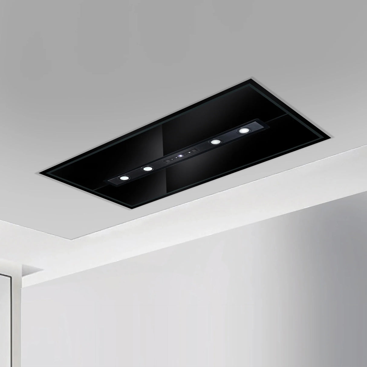 95 cm Ceiling Mounted Kitchen Chimney 1250 m³/hr with Remote Control & Baffle Filters Black (CH1010INCS95BL)