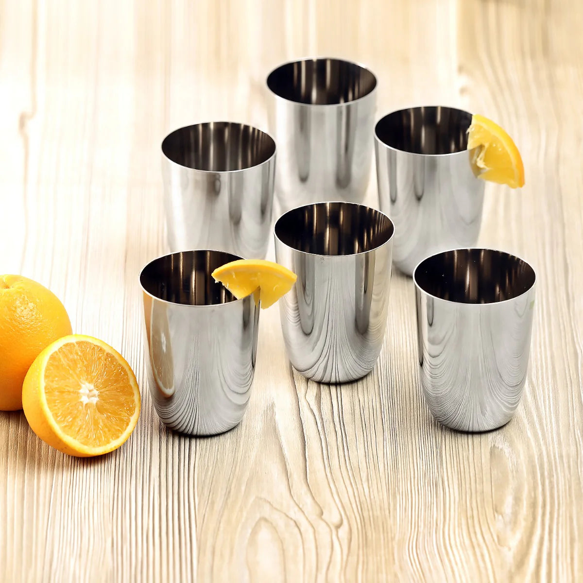 Ayushi Stainless Steel Glass Set of 6-300ml Each