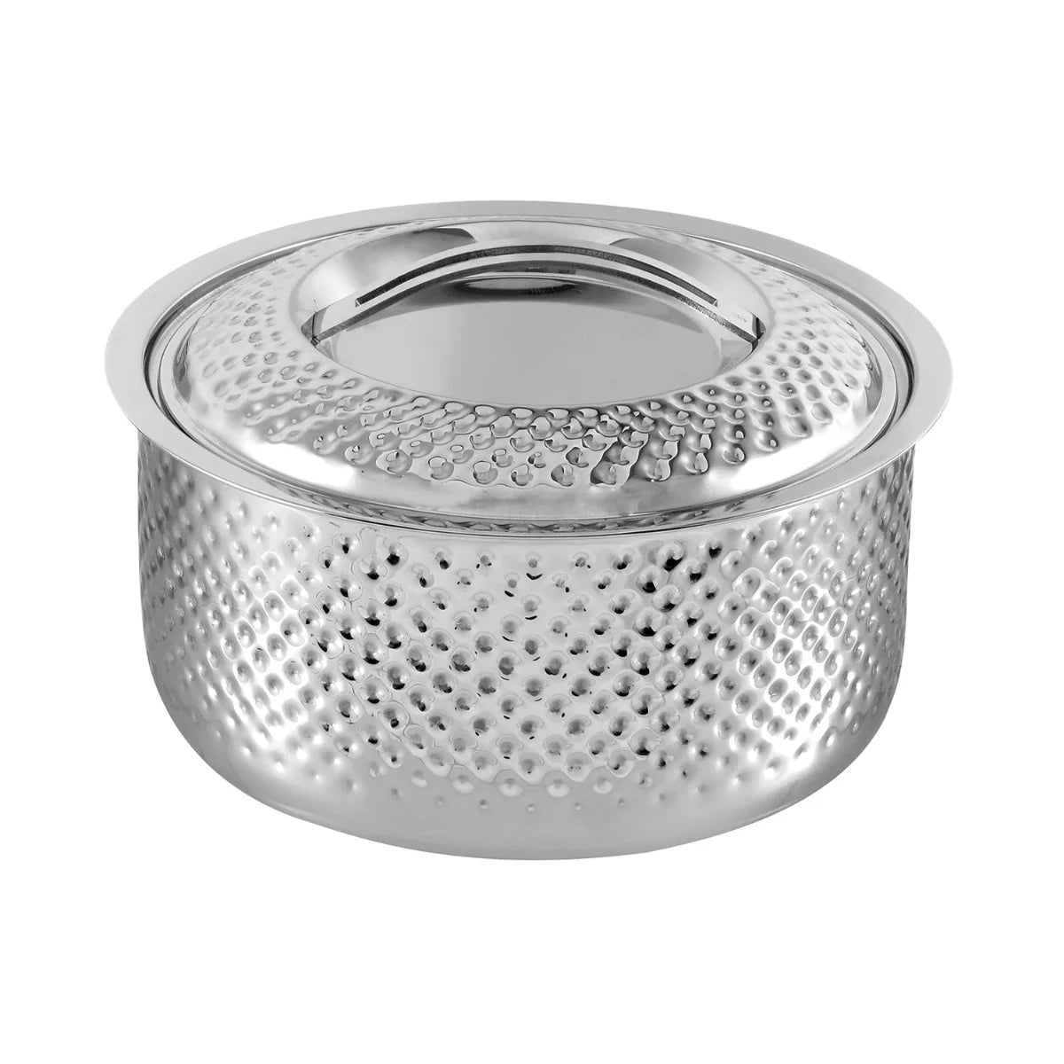 Hammered Double Wall Stainless Steel Casserole - 4 Litre