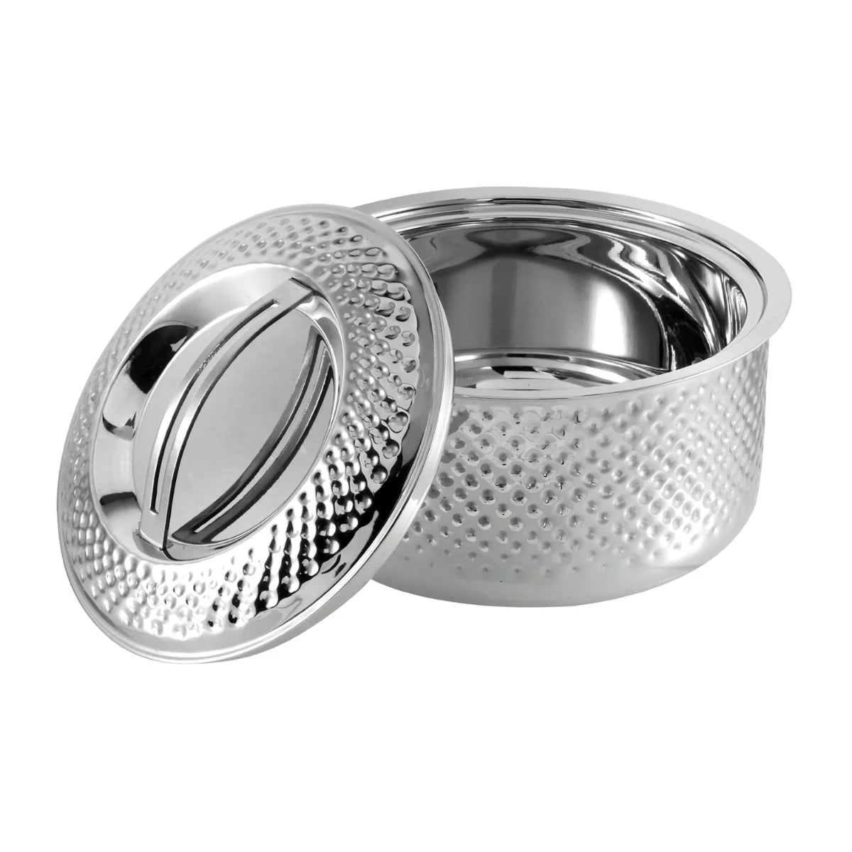 Hammered Double Wall Stainless Steel Casserole - 4 Litre