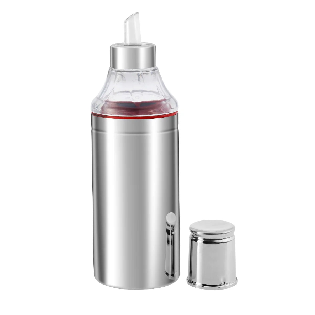 Stainless Steel Oil Dispenser Bottle with Cap and Nozzle - 1 Litre
