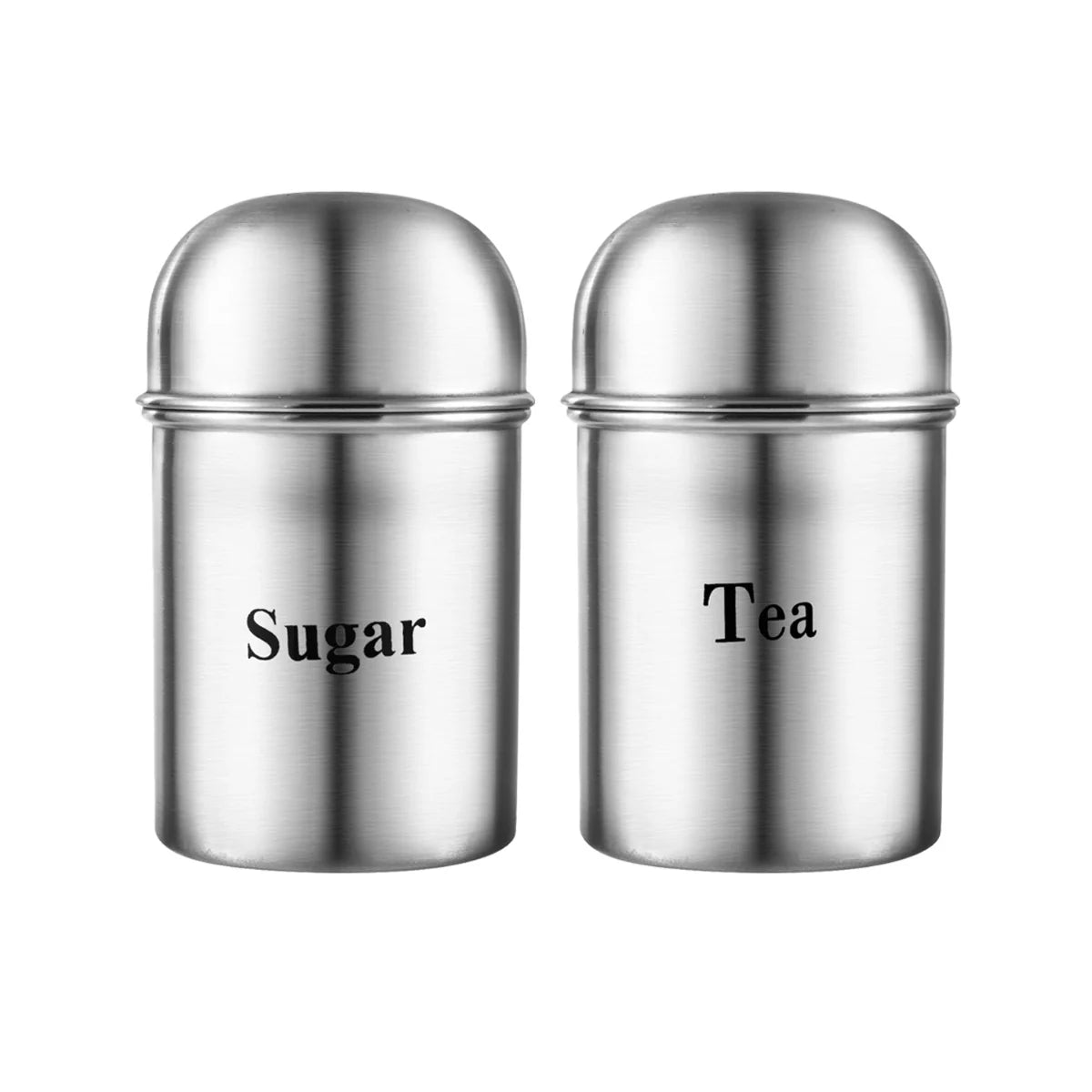 High Dome Stainless Steel Tea Sugar Containers Set of 2 - 350ml