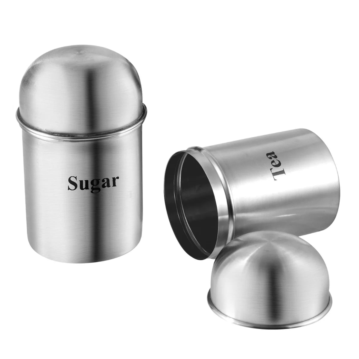 High Dome Stainless Steel Tea Sugar Containers Set of 2 - 350ml