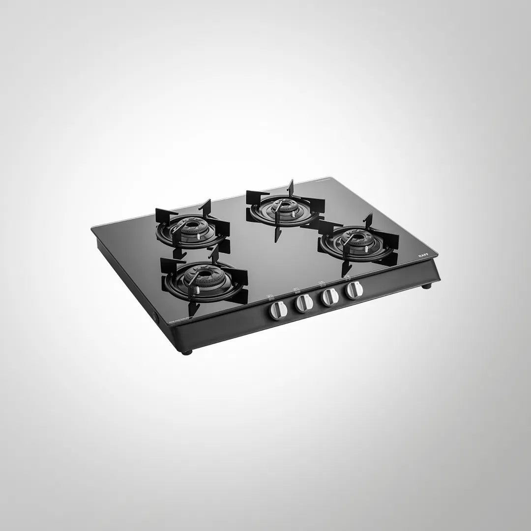 CBP 69 4B AI 69cm Cooktop – 4 Brass Burners with Black Coating, Auto Ignition, Black Tempered Glass