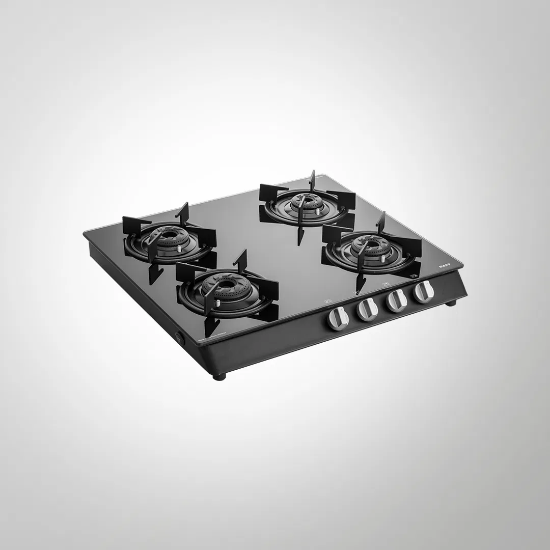 CBP 58 4B AI – 4-Burner Auto Ignition Gas Stove | Slim Line Design | Black Tempered Glass