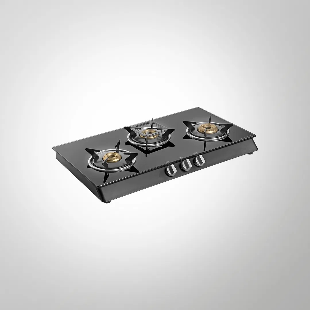 CTB713B – 3-Burner Manual Ignition Gas Stove | High-Efficiency Brass Burners | Black Tempered Glass