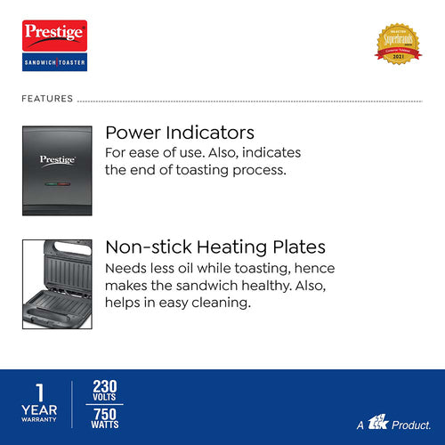 Sandwich Toaster With Fixed Grill Plates - PGDP 02