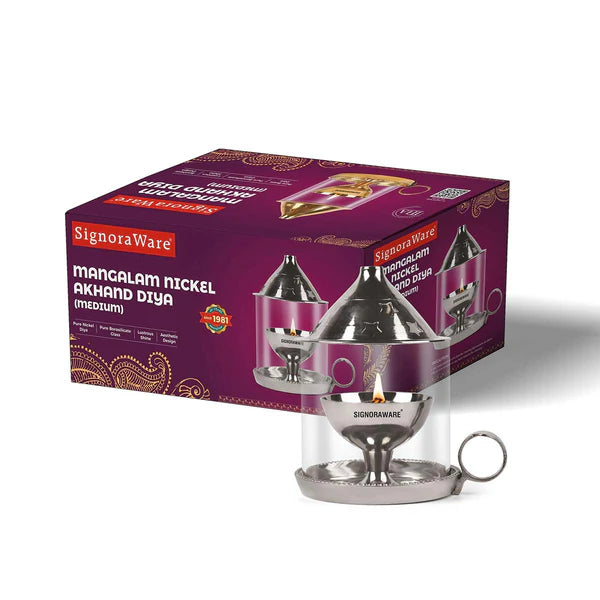 SignoraWare Mangalam Nickel Akhand Diya Medium
