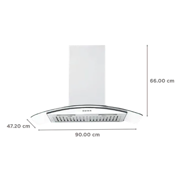 Wall Mounted Chimney, GLACE ETB PLUS LTW 903 PB LED 90Cm