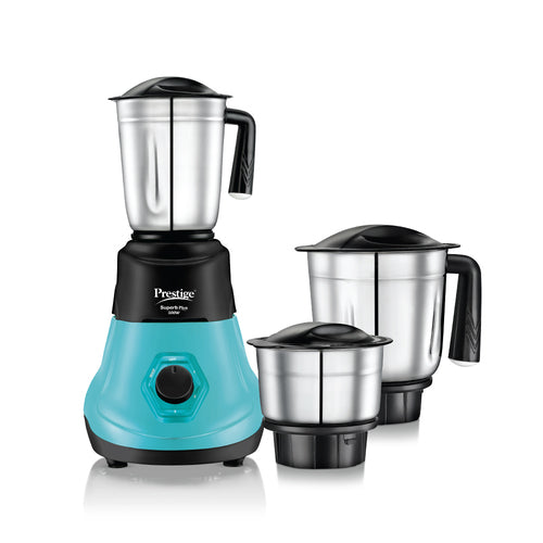 Superb Plus Mixer Grinder 500 Watts | 3 Stainless Steel Jars | Flow Breaker Design | Super-Efficient Blades | Blue & Black | Sturdy Handles