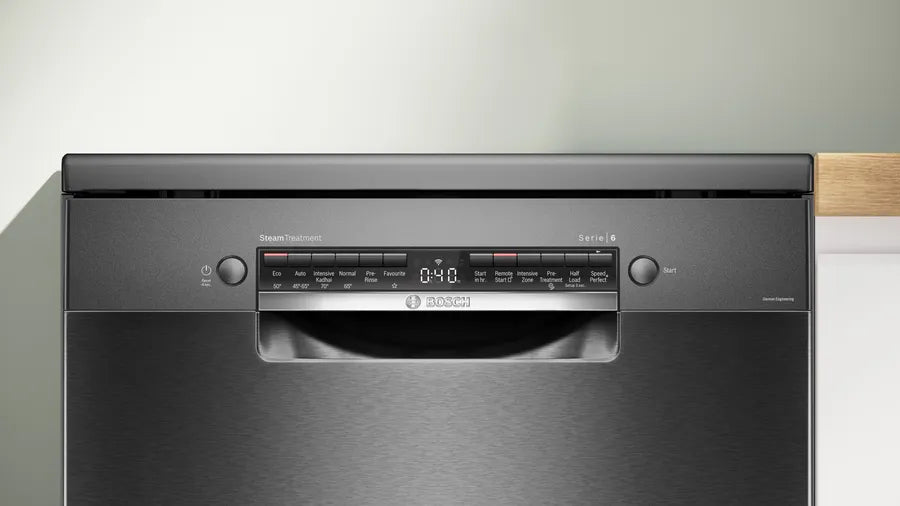Series 6 Free-Standing Dishwasher 60 cm Brushed black steel anti-fingerprint SMS6HMC00I