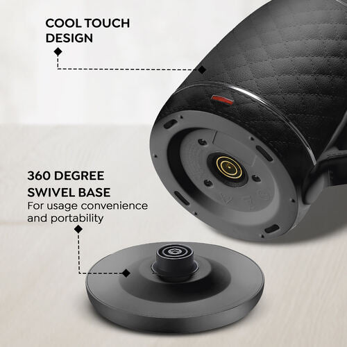 PKCT 1.5 Litre Electric Kettle with Designer Cool Touch Exterior| Stainless Steel Inner Body| Dry Heat Protection|Black