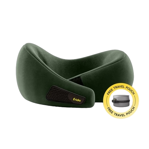 Travel Neck Pillow with Adjustable Velcro, Premium Velvet Cover & All-Round Neck Support