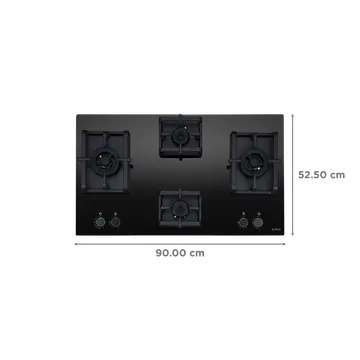 4 Burner Hob 90 Cm, FLEXI PRO MAX AB MFC 4B 91 DX with Round Mettalic Knobs