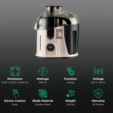 Maximo DLX 500W Juicer with Stainless Steel Mesh Filter & Copper Motor – ABS Body