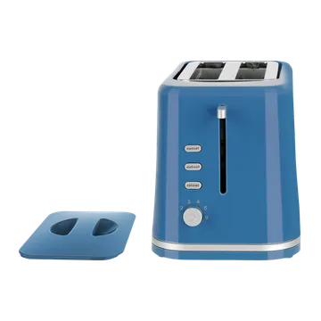 AT 205 2-Slice Pop-up Toaster, 800W, 6 Browning Levels, Reheat & Defrost Functions, Blue