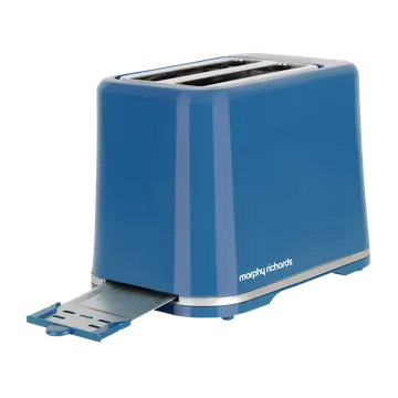 AT 205 2-Slice Pop-up Toaster, 800W, 6 Browning Levels, Reheat & Defrost Functions, Blue