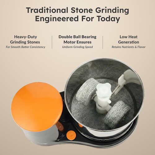 PWG 07 Wet Grinder 2 Litre with Stainless Steel Drum, Coconut Scraper & Atta Kneader | 200W
