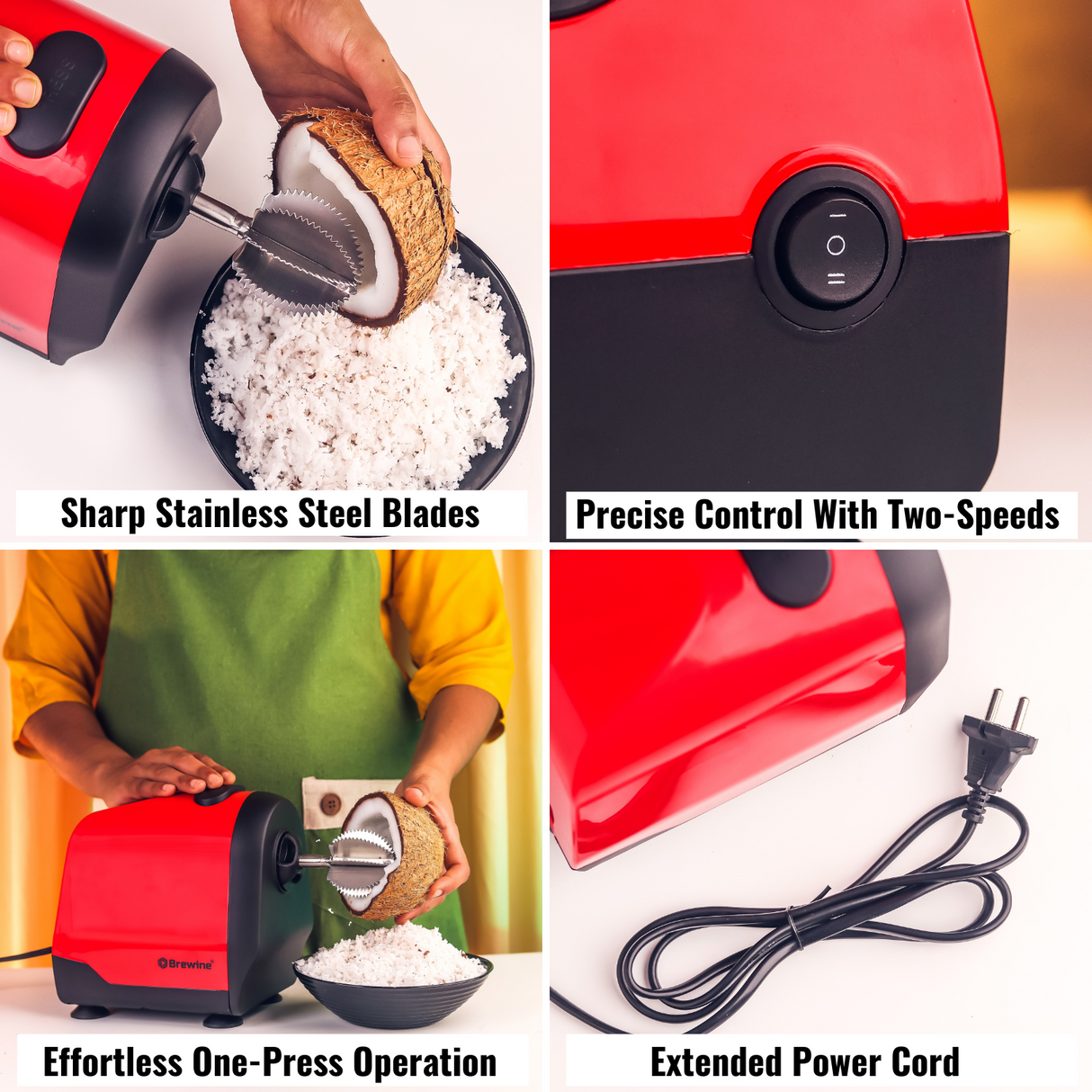 Brewine Coconut Scraper & Citrus Press 2-in-1 ABS Body